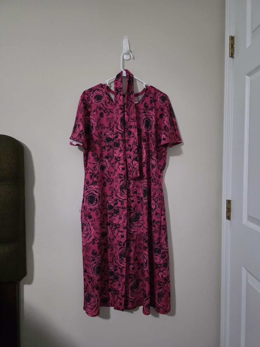 LuLaRoe Hot Pink Floral Shift Dress With Belt